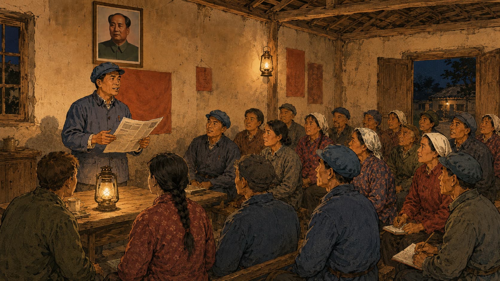 煤油灯下的夜校与集体学习