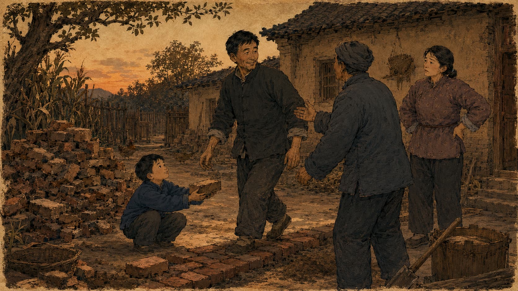 父亲去帮邻居