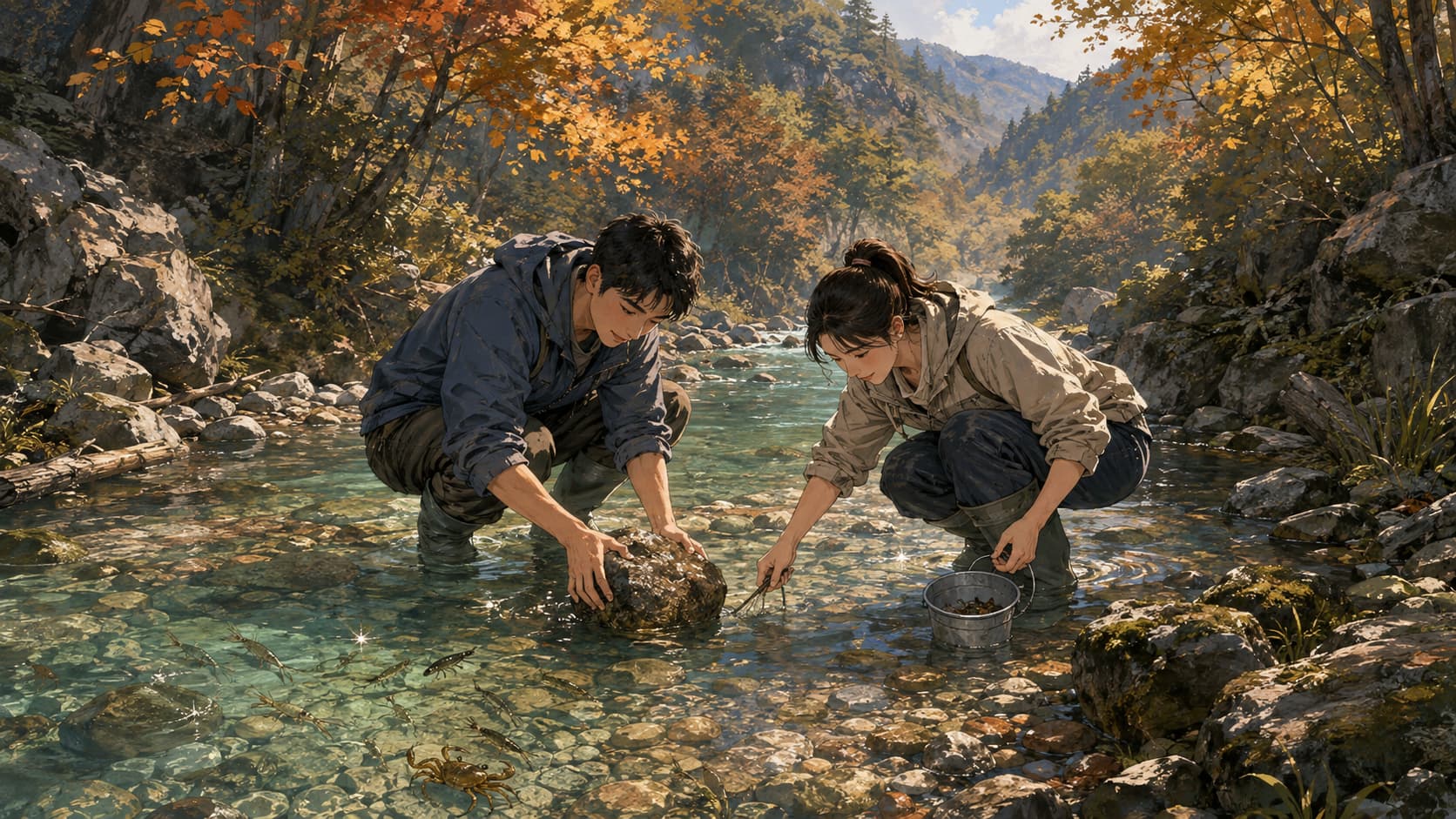 清澈山溪常年流淌，山间自然景致成为采访途中难忘的风景。