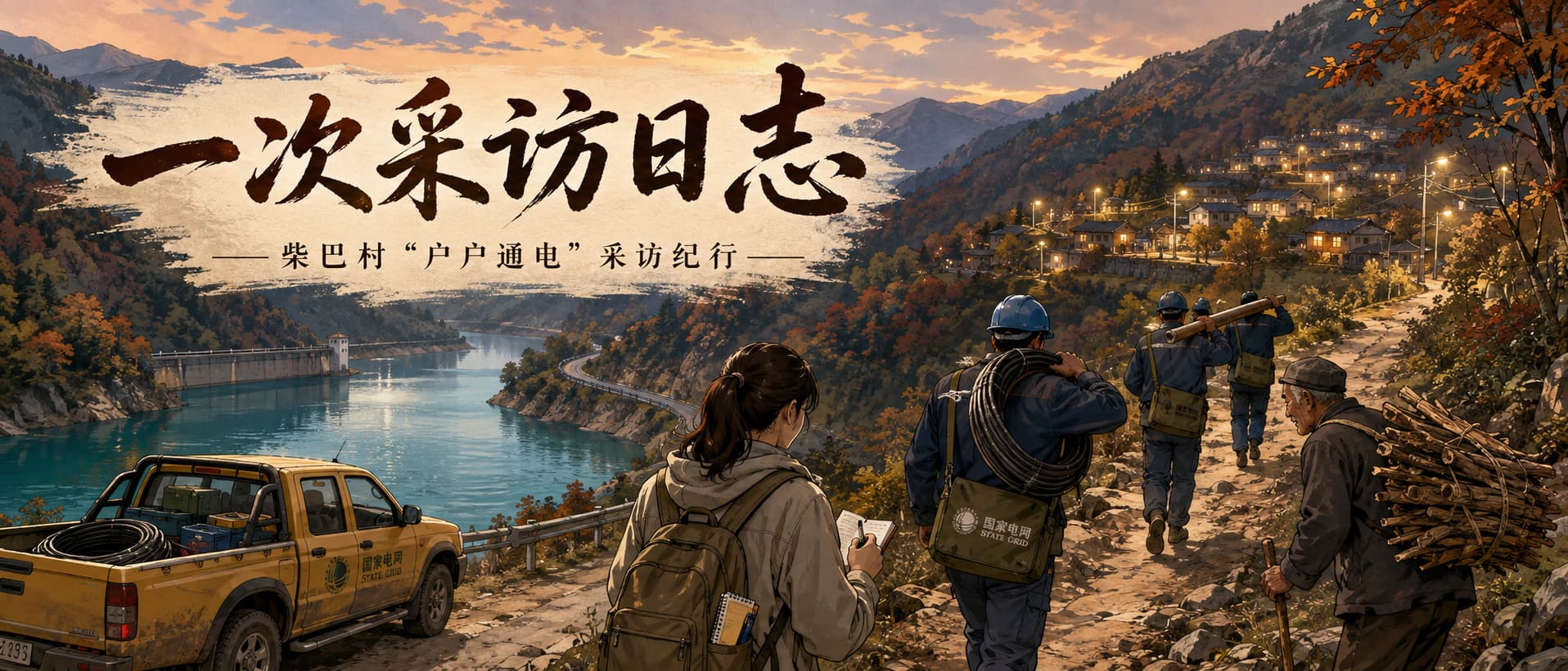 秋日柴巴村，笔者随电力人员进山采访，记录“户户通电”工程背后的故事。